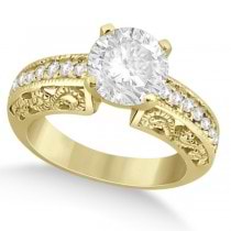 Vintage Filigree Diamond Bridal Ring Set 14K Yellow Gold (0.64ct)