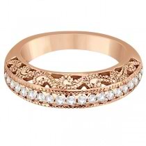 Vintage Filigree Diamond Wedding Ring 14K Rose Gold (0.32ct)