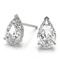 1.00ct Pear-Cut Diamond Stud Earrings 14kt White Gold (G-H, VS2-SI1)