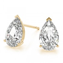 1.00ct Pear-Cut Lab Diamond Stud Earrings 14kt Yellow Gold (F-G, VS1)