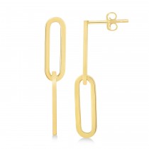 Two Link Chain Paperclip Drop Earrings 14k Yellow Gold