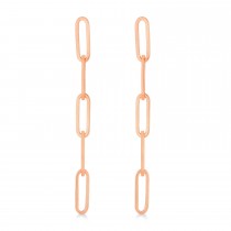 Five Link Chain Paperclip Drop Earrings 14k Rose Gold