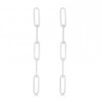 Five Link Chain Paperclip Drop Earrings 14k White Gold