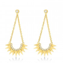 Diamond Sunburst Shaped Dangle Earrings 14k Yellow Gold (0.13ct)