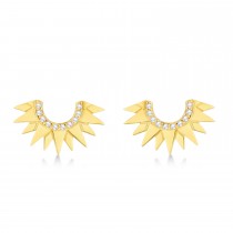 Diamond Sunburst Shaped Stud Earrings 14k Yellow Gold (0.10ct)