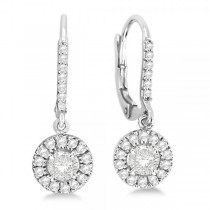 Diamond Accented Lever-Back Earrings set in 14k White Gold (1.45ct)