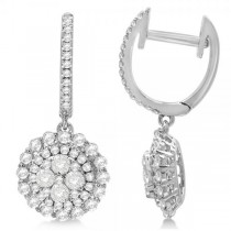 Diamond Accenteed Cluster Fashion Earrings in 18k White Gold (1.22ct)