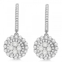 Diamond Accenteed Cluster Fashion Earrings in 18k White Gold (1.22ct)