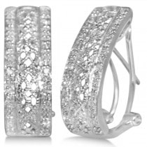 Diamond Accented Huggie Earrings in 14k White Gold (0.44ct)