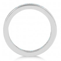 Channel-Set Aquamarine & Diamond Eternity Ring 14k White Gold (1.50ct)