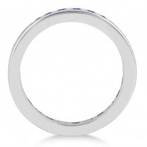 Channel-Set Blue Topaz & Diamond Eternity Ring 14k White Gold (1.50ct)