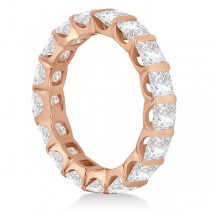 Bar-Set Princess Cut Diamond Eternity Ring Band 18k Rose Gold (1.15ct)