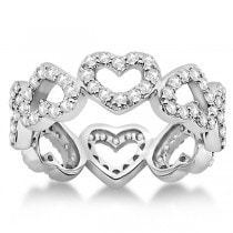 Eternity Interlocking Hearts Diamond Ring 14k White Gold (1.00ct)