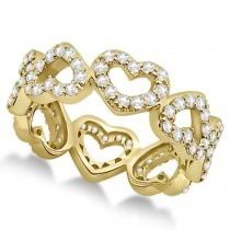Eternity Interlocking Hearts Diamond Ring 14k Yellow Gold (1.00ct)