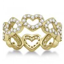 Eternity Interlocking Hearts Diamond Ring 14k Yellow Gold (1.00ct)