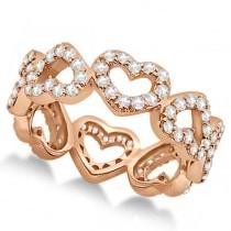 Eternity Interlocking Hearts Diamond Ring 18k Rose Gold (1.00ct)