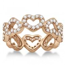 Eternity Interlocking Hearts Diamond Ring 18k Rose Gold (1.00ct)