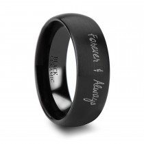 Burnished & Domed Handwritten Engraved Tungsten Ring (10MM)