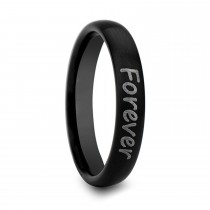 Burnished & Domed Handwritten Engraved Tungsten Ring (4MM)