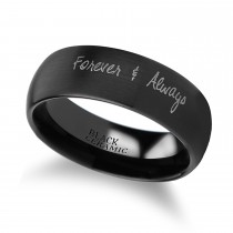 Burnished & Domed Handwritten Engraved Tungsten Ring (8MM)