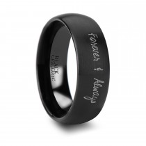 Burnished & Domed Handwritten Engraved Tungsten Ring (8MM)