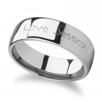 Polished & Domed Handwritten Engraved Tungsten Ring (10MM)