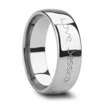 Polished & Domed Handwritten Engraved Tungsten Ring (12MM)