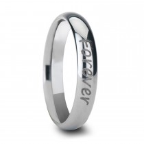 Polished & Domed Handwritten Engraved Polished Tungsten Ring (4MM)