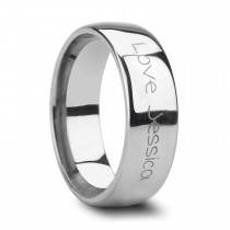 Polished & Domed Handwritten Engraved Tungsten Ring (8MM)