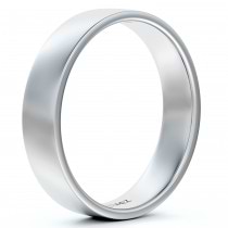 14k White Gold Wedding Band Plain Ring Flat Comfort-Fit (4 mm)