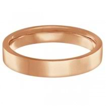 Flat Comfort-Fit Plain Ring Wedding Band 18k Rose Gold (4mm)