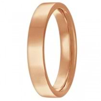 Flat Comfort-Fit Plain Ring Wedding Band 18k Rose Gold (4mm)