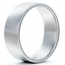 14k White Gold Wedding Band Plain Ring Flat Comfort-Fit (6 mm)