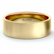 14k Yellow Gold Plain Wedding Band Flat Comfort-Fit Plain Ring (6 mm)