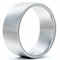 14k White Gold Wedding Band Plain Ring Flat Comfort-Fit (7 mm)