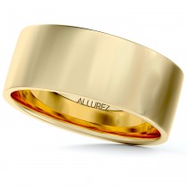 14k Yellow Gold Plain Wedding Band Flat Comfort-Fit Plain Ring (7 mm)