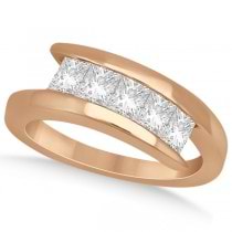 Five Stone Princess Diamond Ring Tension Set 14k Rose Gold (0.50ct)
