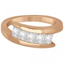 Five Stone Princess Diamond Ring Tension Set 18k Rose Gold (0.50ct)