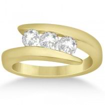 Three Stone Diamond Journey Ring Tension Set 14K Yellow Gold 0.60ctw