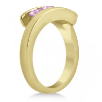 Pink Sapphire Journey Ring Tension Set in 14K Yellow Gold 0.90ctw