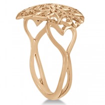 Carved Open Heart Shaped Ring Crafted in 14k Rose Gold
