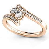 Diamond Accented Two Stone Curved Tension Ring 18k Rose Gold (0.70ct)