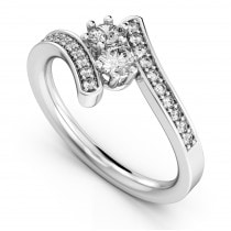 Diamond Accented Two Stone Curved Tension Ring 18k White Gold (0.70)