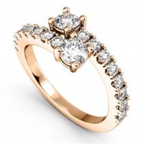 "Ever Us" Two Stone Diamond Ring with Accents 14k Rose Gold (1.06ct)