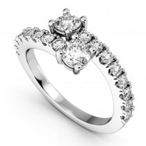 "Ever Us" Two Stone Diamond Ring with Accents 14k White Gold (1.06ct)