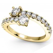 "Ever Us" Two Stone Diamond Ring with Accents 18k Yellow Gold (1.06ct)