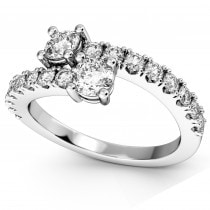 "Ever Us" Two Stone Diamond Ring with Accents Palladium (1.06ct)