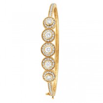 Vintage Style Diamond Bangle Bracelet 14k Yellow Gold (2.57ct)