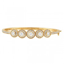 Vintage Style Diamond Bangle Bracelet 14k Yellow Gold (2.57ct)