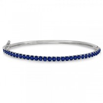 Luxury Stackable Blue Sapphire Bangle Bracelet 14k White Gold (4.00ct)